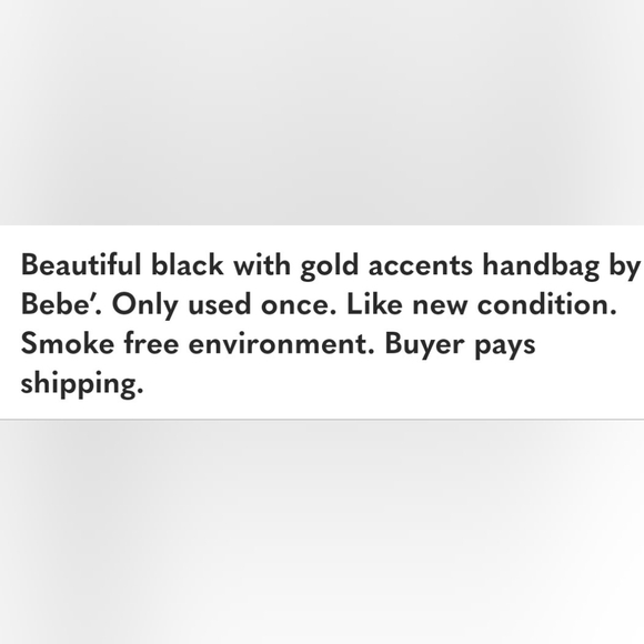 Bebe Black Bag with Golden Accents New Mint Condition - Picture 6 of 6